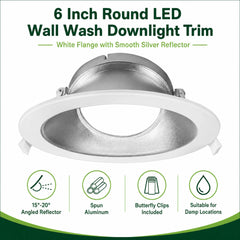 6 Inch Round LED Wall Wash Downlight Trim for Commercial Lighting