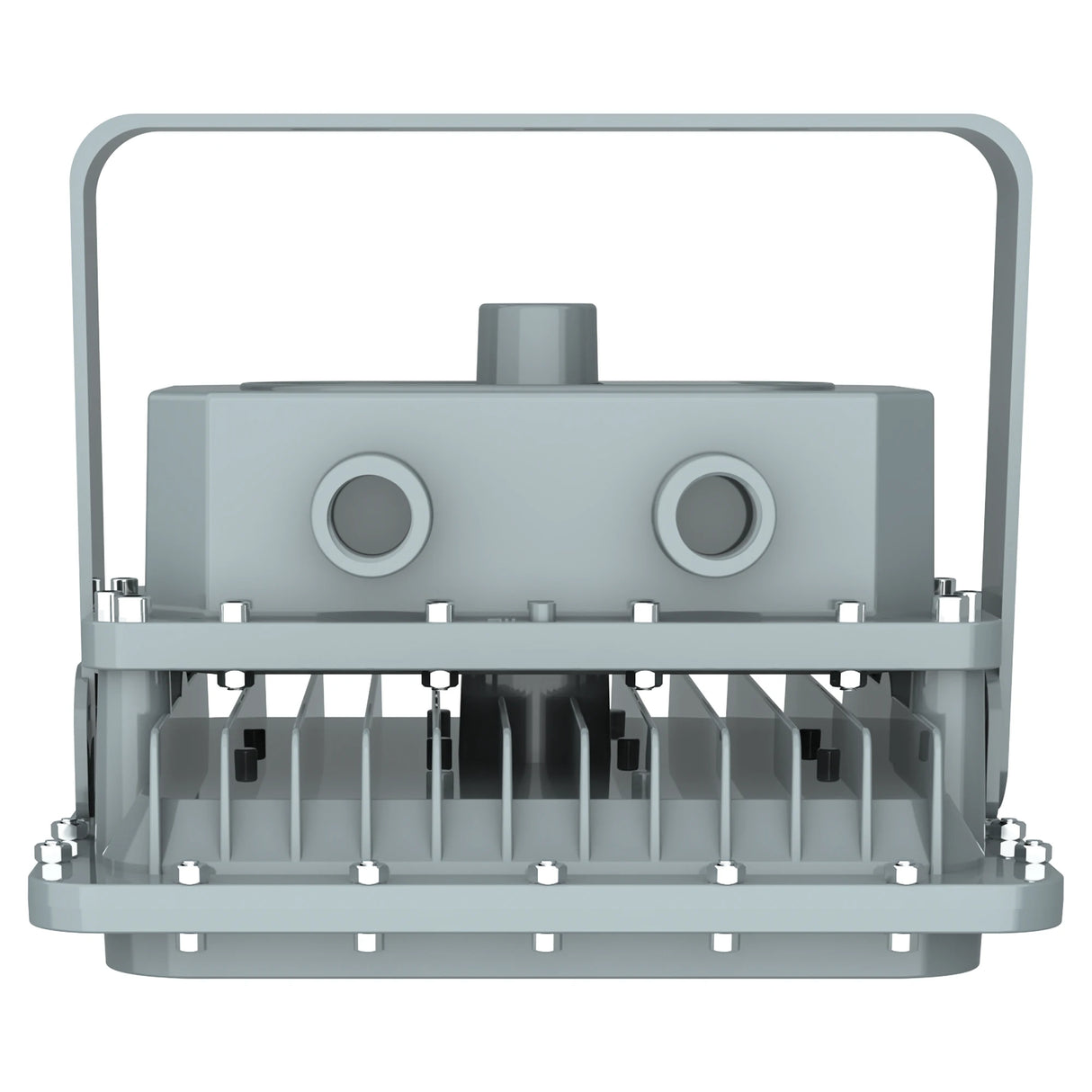 Rear view of 60W C1D1 explosion proof LED light, featuring a heavy-duty aluminum radiator and adjustable mounting bracket.