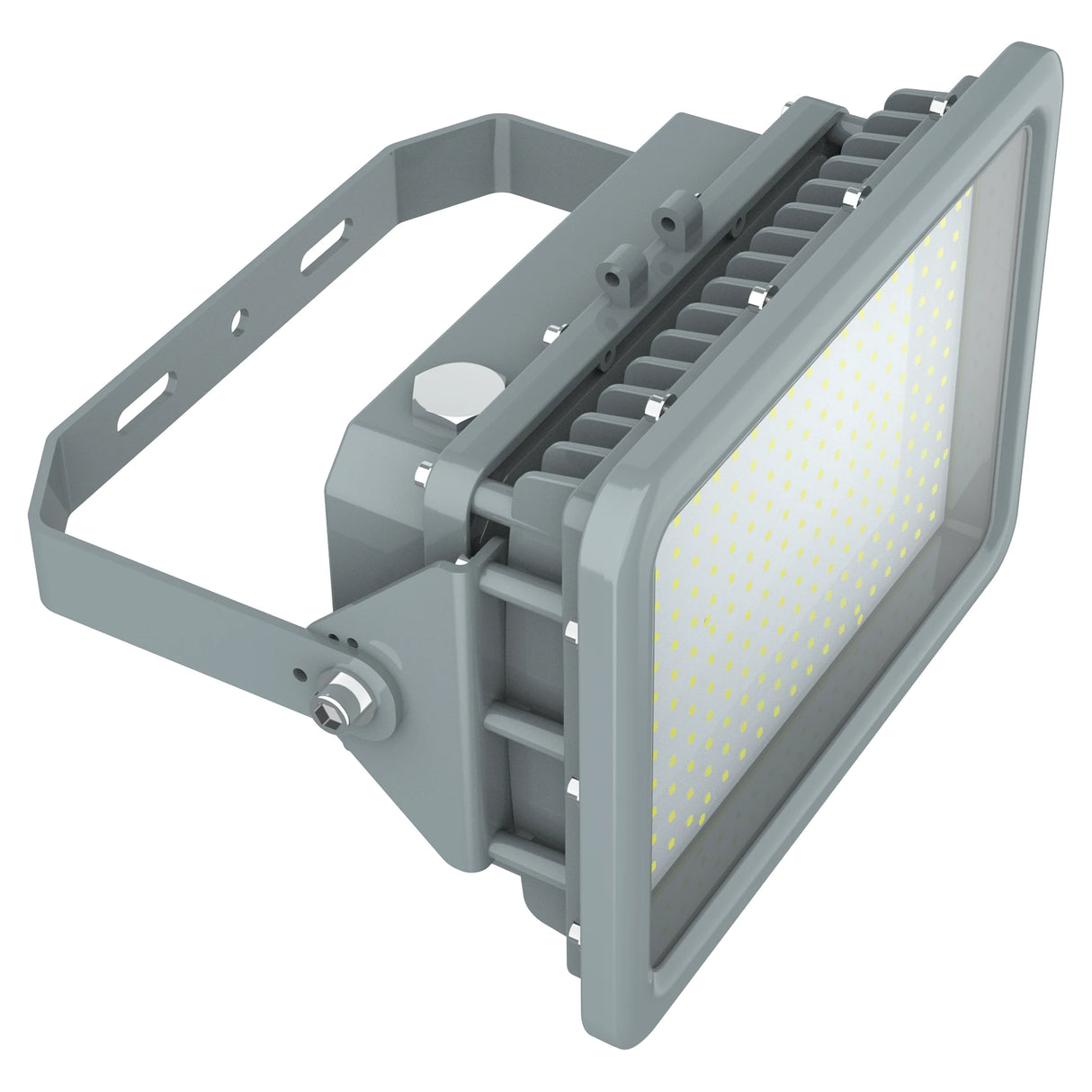 60W C1D2 explosion proof LED flood light featuring a heavy-duty adjustable steel bracket for secure industrial mounting.