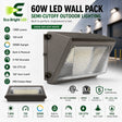 60W LED Semi-Cutoff Wall Pack 5000K for product overview with key specifications for commercial lighting applications.