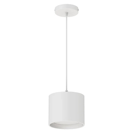 White 7 inch 12W LED cylinder downlight with round canopy and slim stem for retail lighting