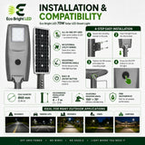 Installation and mounting details for 70W Solar LED Street Light 7200LM, including compatibility and wiring guidance.
