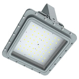 Front view of 60W C1D1 LED explosion proof square floodlight with impact-resistant glass and 8,400lm output.