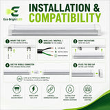 Installation and mounting details for 8FT 60W Integrated LED Tube Light, including compatibility and wiring guidance.