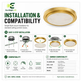 Installation and mounting details for 9 Inch Gold Alabaster LED Ceiling, including compatibility and wiring guidance.