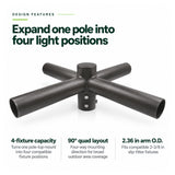Quad 90° Tenon Adapter, 2.36" Arms for Parking Lot Lights