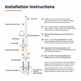 Step-by-step installation instructions for round steel light pole with anchor bolt template and concrete foundation
