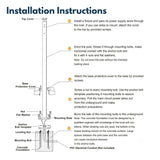 Installation instructions diagram for square steel light pole with anchor bolt template and concrete foundation