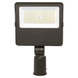Front view of a black LED flood light with slipfitter mount and rectangular LED panel