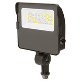 black led flood light with adjustable knuckle mount and integrated led panel on white background