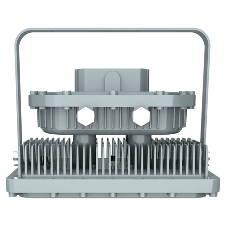Rear view of 100W C1D1 explosion proof LED light, highlighting the advanced aluminum heat sink and adjustable bracket.