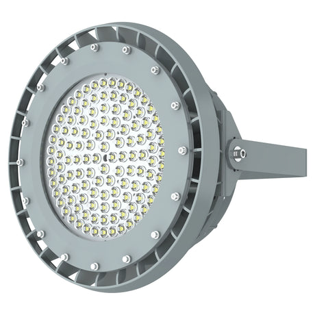 Top view of 150W Class I Division II LED high bay fixture highlighting the massive aluminum alloy cooling fins.