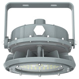 Bottom view of 60W C1D2 LED explosion proof high bay showing the high-performance lens and 8,400lm output.