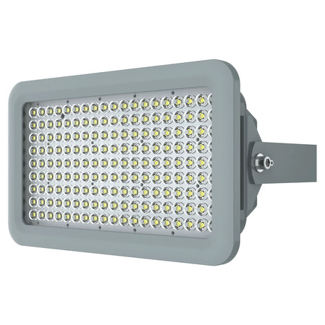 Industrial aluminum heat sink on the back of a 200W C1D2 LED explosion proof light for advanced thermal protection.