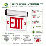 Installation and mounting details for 4W Edge-Lit Red Exit Sign for, including compatibility and wiring guidance.