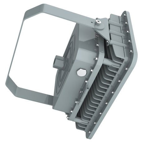 Side profile of 300W C1D2 explosion proof square LED light showing the heavy-duty adjustable bracket for high-mast.