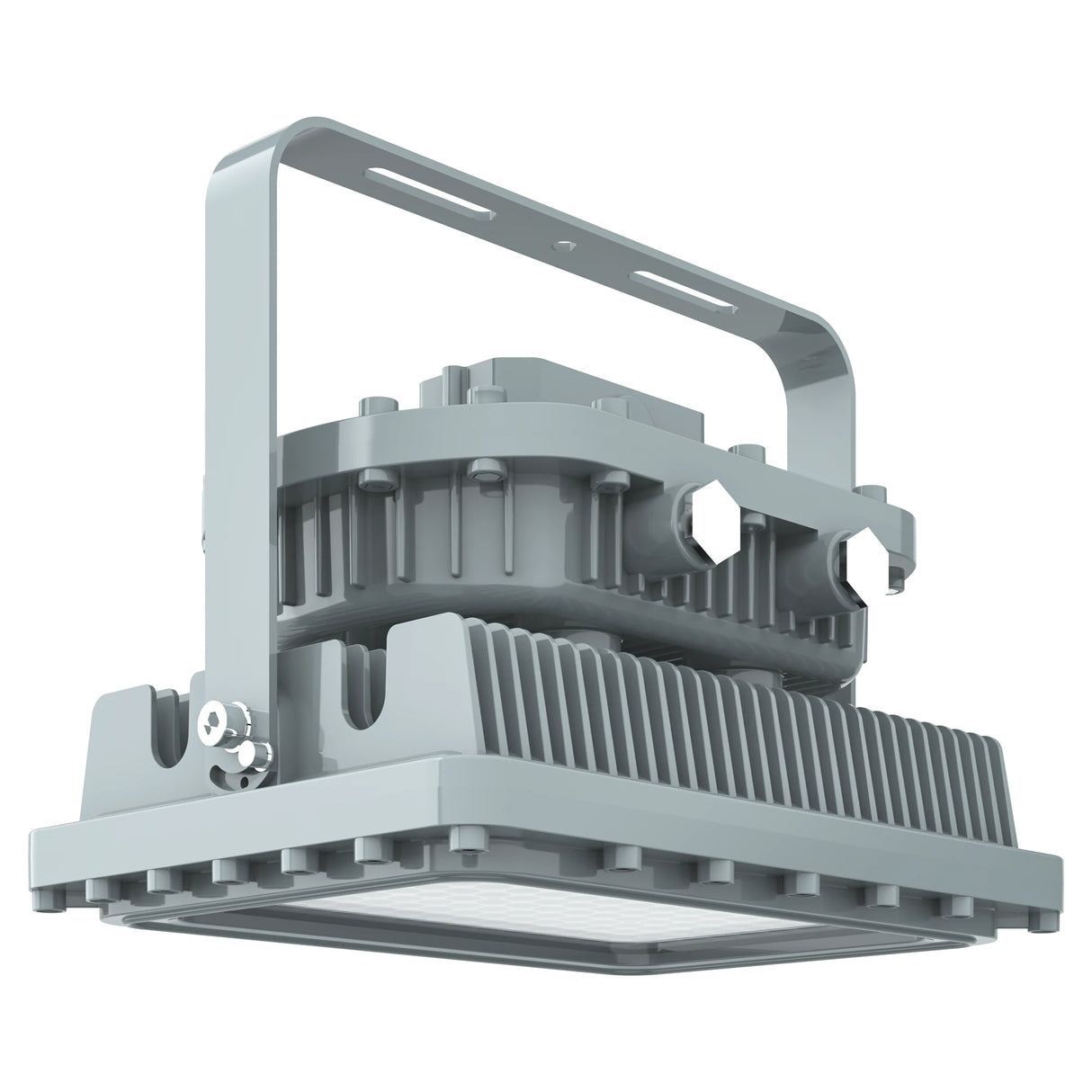 100W C1D1 explosion proof square LED flood light, 14,000 lumens 5000K, heavy-duty fixture for Class I Division 1 zones.