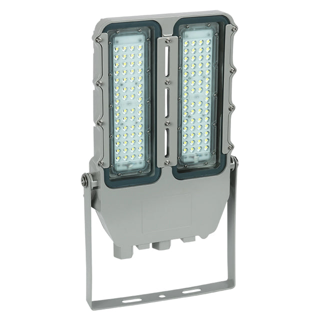 100W C1D2 explosion proof LED flood light, 14,000lm 5000K, IP67 waterproof fixture for hazardous industrial zones.