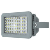 Compact 20W C1D2 explosion proof square LED flood light, 2,800 lumens 4000K, with adjustable industrial U-bracket.