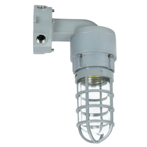 20W C1D2 explosion proof LED jelly jar light, 5000K, wall mount bracket fixture for hazardous industrial area safety.
