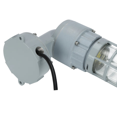 Side profile of 20W C1D2 explosion proof LED light showing the rugged wall mount bracket for oil and gas facilities.