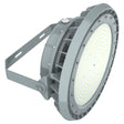 250W C1D2 explosion proof round LED high bay light, 35,000 lumens 5000K, heavy-duty fixture for industrial safety.