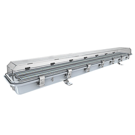 Professional 50W C1D2 LED 1x4 linear vapor proof light fixture, 7,024lm 5000K, for chemical and oil plant safety.