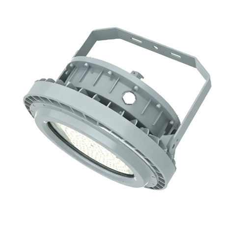 60W Class I Division I explosion proof LED high bay, 8,100lm 5000K, for industrial gas tanks and refinery lighting.