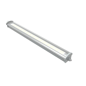 80W C1D2 explosion proof 1x4 linear LED tube light, 11,200 lumens 5000K, high-output hazardous area lighting fixture.