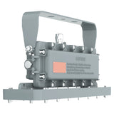 Side profile of 50W C1D1 1x2 linear high bay LED fixture, featuring corrosion-resistant housing and compact design.