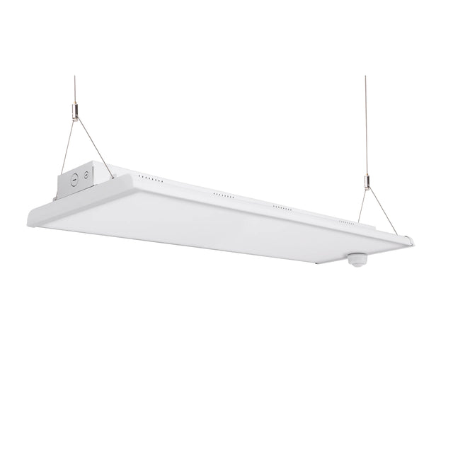 LED Linear High Bay Light 4FT Pendant Mount View with Wire Rope Hanging Kit - Wattage CCT Selectable Warehouse Shop Light
