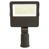 Dark rectangular LED flood light with adjustable slipfitter mount and visible led array