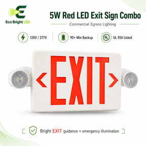 5W Red LED Exit Sign Combo for Commercial product overview with key specifications for commercial lighting applications.