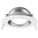 Round white and silver LED wall wash downlight trim with aluminum reflector for recessed ceiling lighting