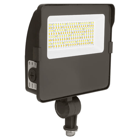 Selectable LED flood light with knuckle mount, wattage and color temperature controls