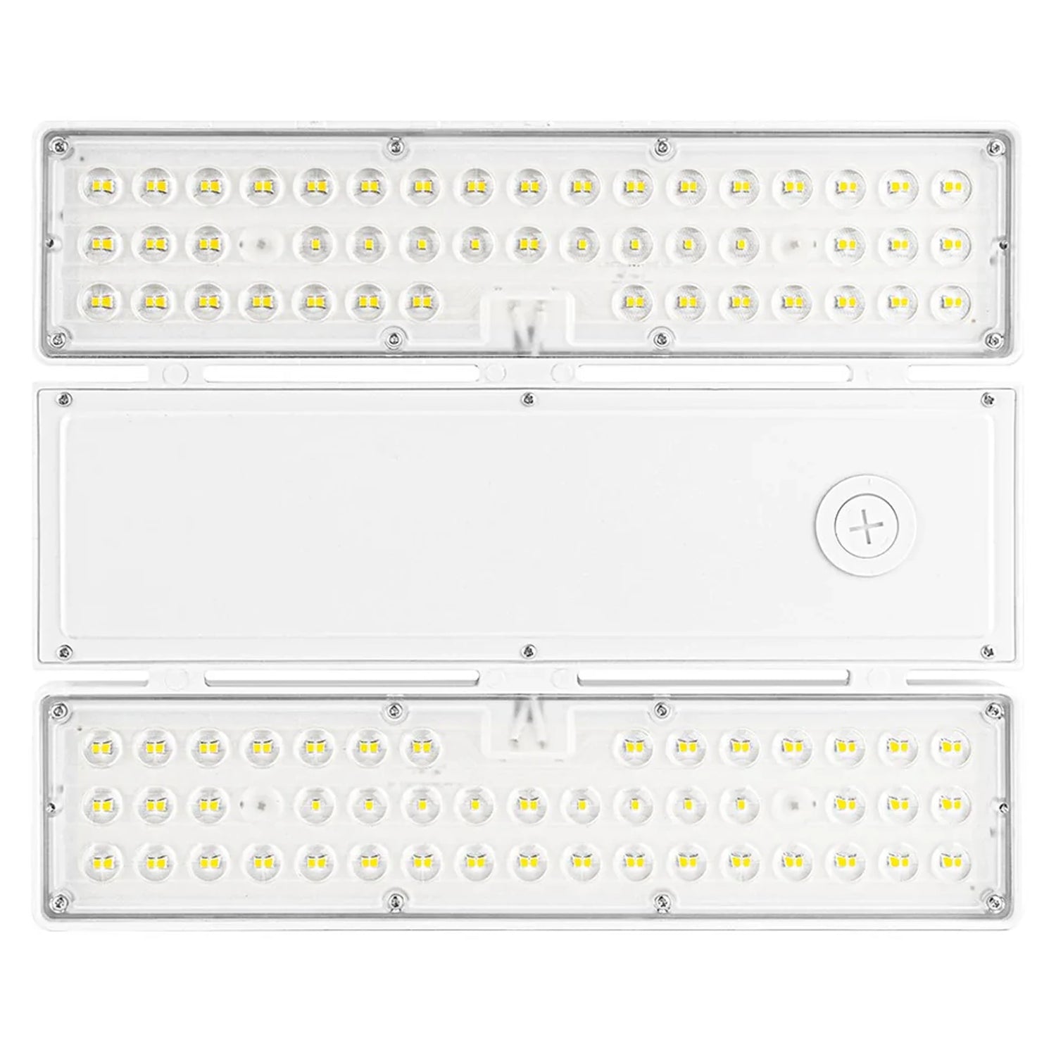 Selectable wattage linear high bay LED light with clear lens and dual side light panels
