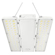 Linear high bay LED light with selectable wattage and dual side light panels, suspended mount