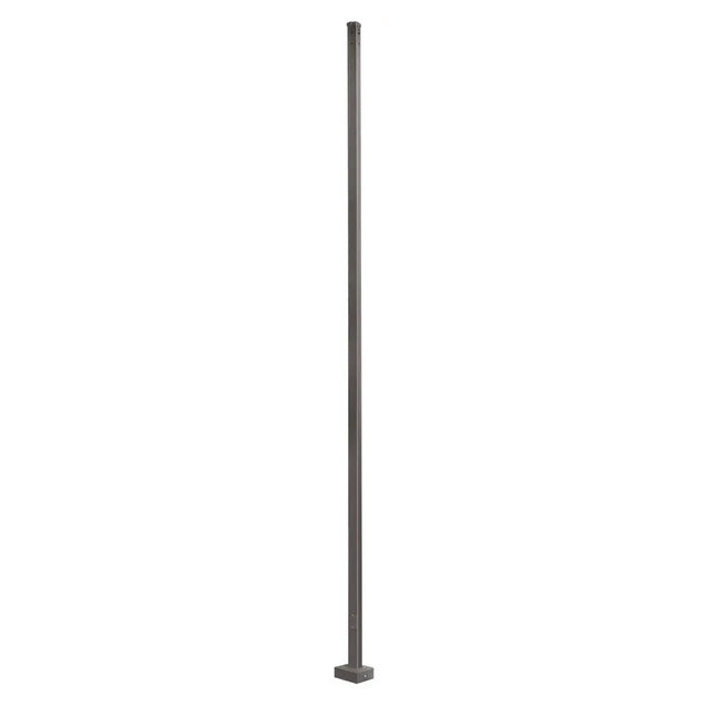 Tall square steel light pole in dark bronze finish with anchor base for parking lot and area lighting