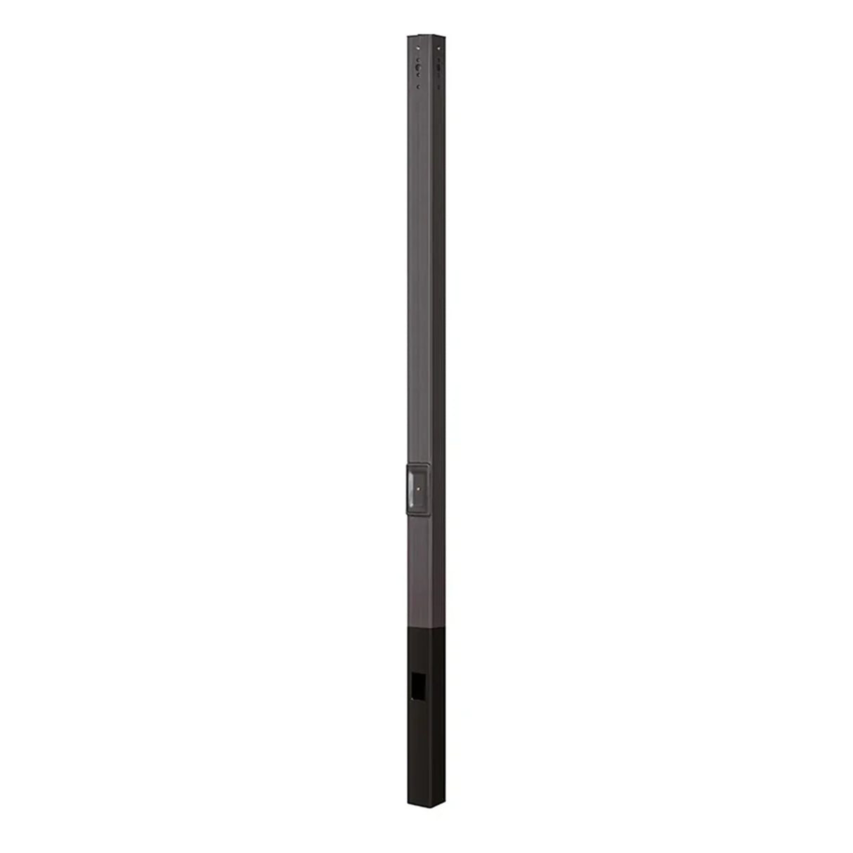 Tall square black steel light pole with direct burial base for parking lot installation