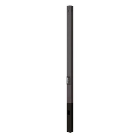 Tall square black steel light pole with direct burial base for parking lot installation
