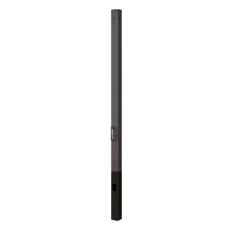 Tall square black steel light pole with direct burial base for parking lot installation