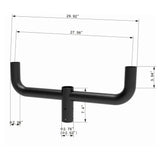 Dimensions diagram of 2-arm steel bullhorn bracket: 29.92 in wide, 2-3/8 in tenon, for area and flood lights