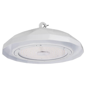 UFO LED High Bay Light 200W Angled Top View with PC Lens - 29200lm 5000K Dimmable Industrial Warehouse Light