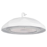 UFO LED High Bay Light Angled View Showing PC Lens and Hook Mount - High Lumen Industrial Ceiling Light
