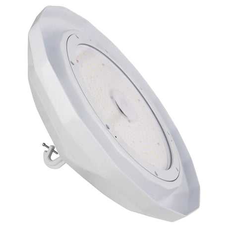 UFO LED High Bay Light Bottom View Showing Heat Sink and Mounting Hook - Industrial Warehouse Fixture