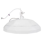 UFO LED High Bay Light Side View with Bracket Mount and Power Cable - Industrial Warehouse Ceiling Fixture