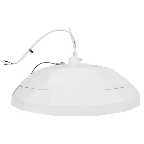 UFO LED High Bay Light Side View Showing Bracket Mount and Power Wiring - Dimmable Industrial Ceiling Fixture